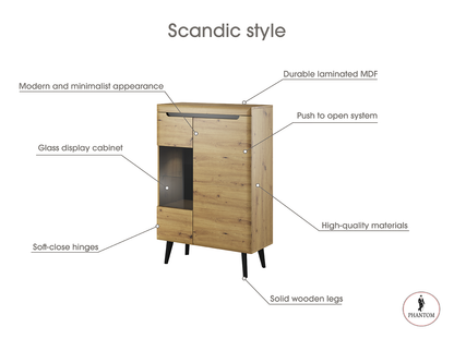 Nordi Cabinet Display Artisan Oak- Scandic style