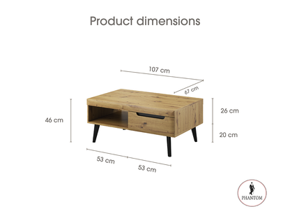 Nordi Coffe Table Artisian Oak- Scandic Style