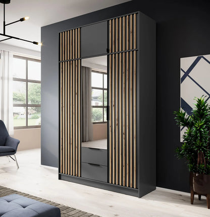 Nelly 3D Wardrobe with Mirror Graphite