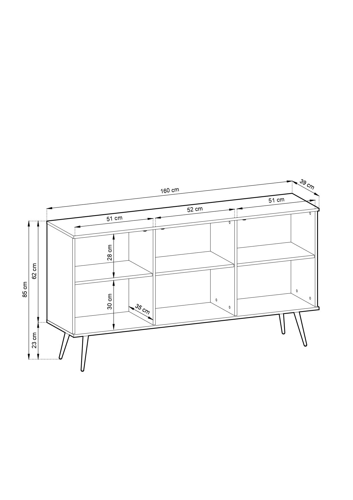 Oro K160 Sideboard White / Black Legs