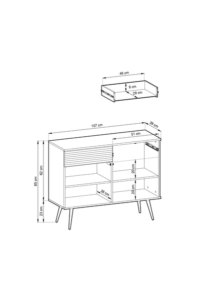 Oro KSZ107 Sideboard Black / Black Legs