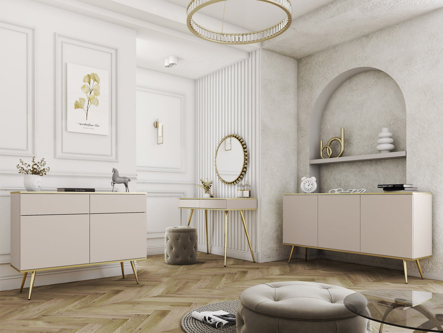 Oro K160 Beige & Gold Sideboard