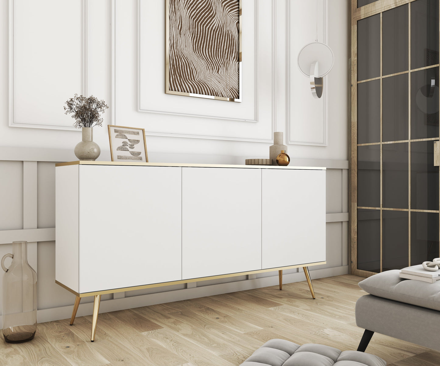 Oro K160 Sideboard White / Gold Legs