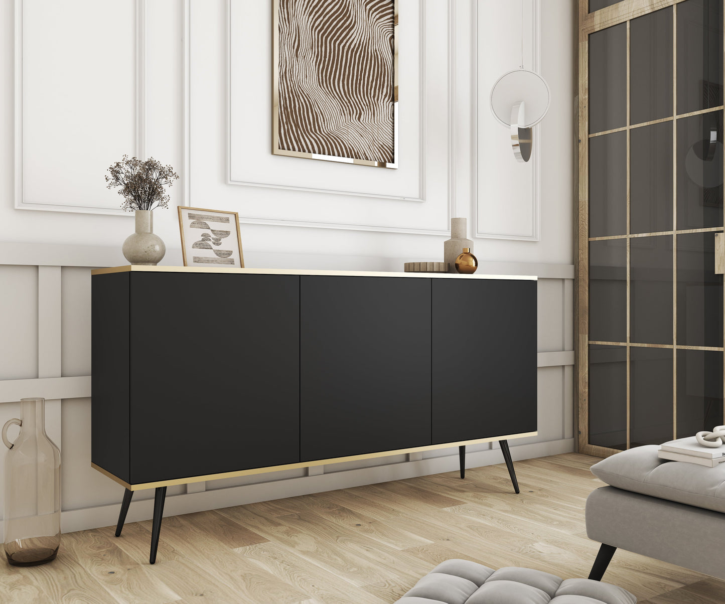 Oro K160 Sideboard Black / Black Legs