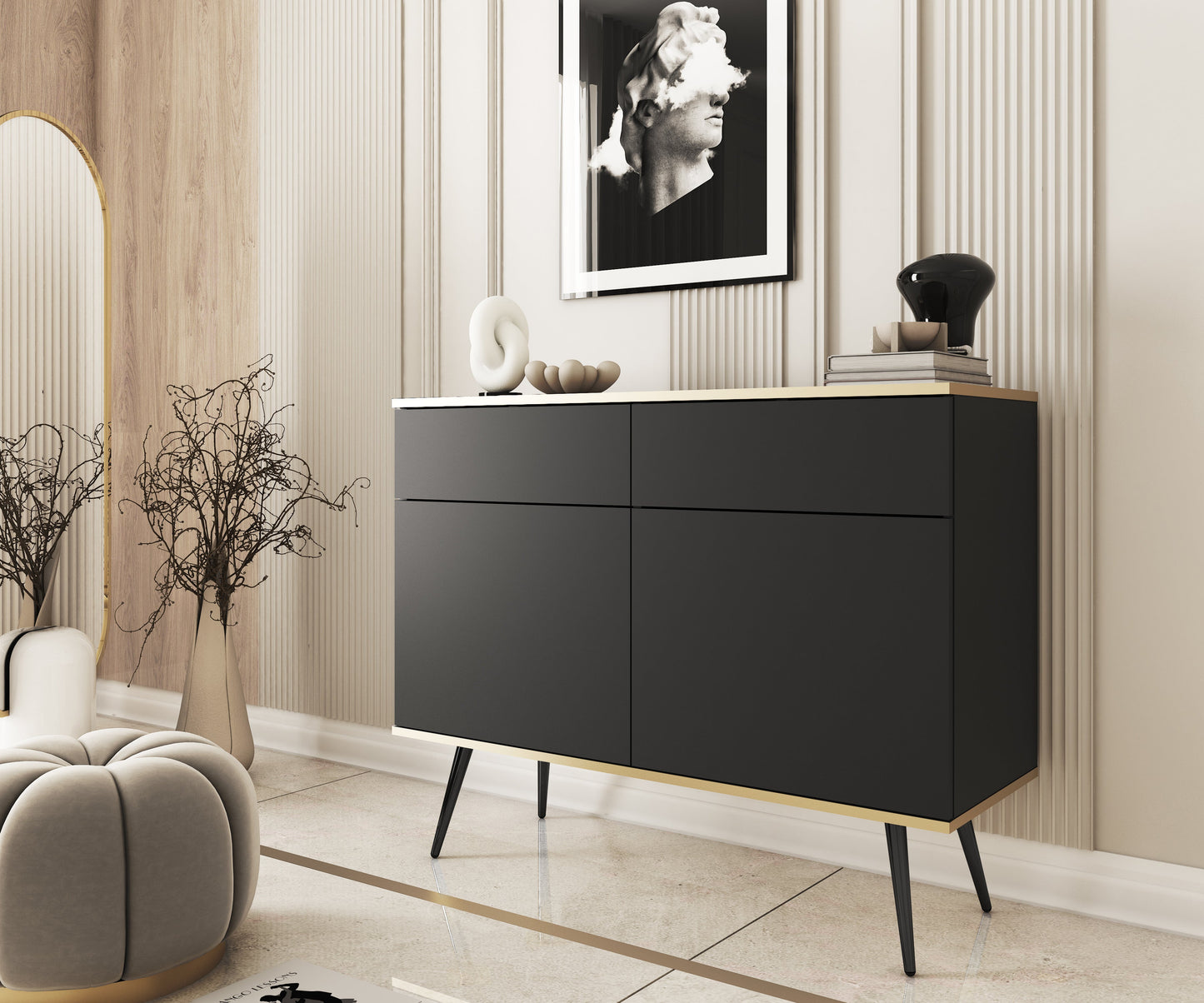 Oro KSZ107 Sideboard Black / Black Legs