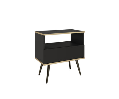 Oro S54 Nightstand in Black with Black Legs