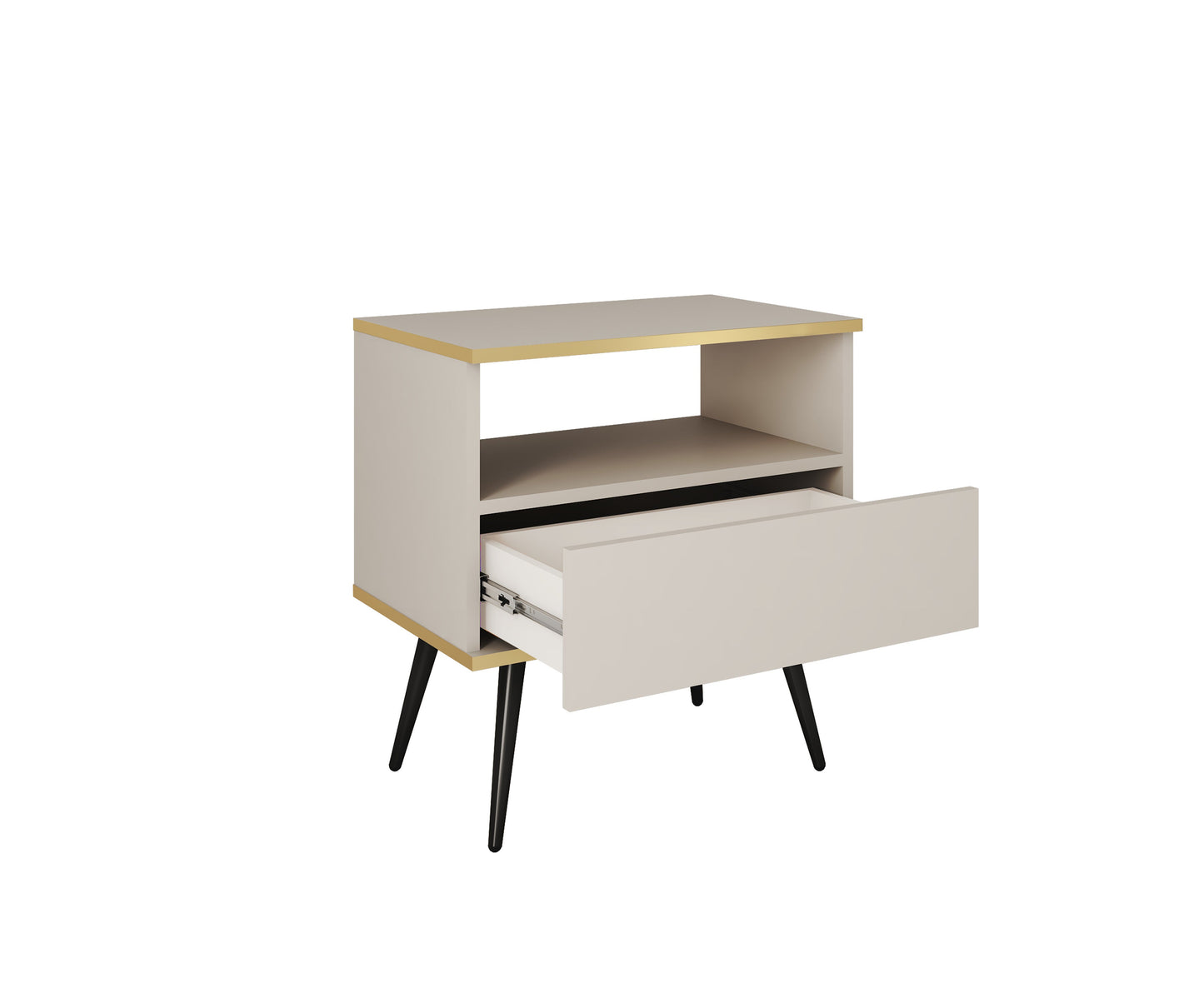 Oro S54 Nightstand in Beige with Gold Legs