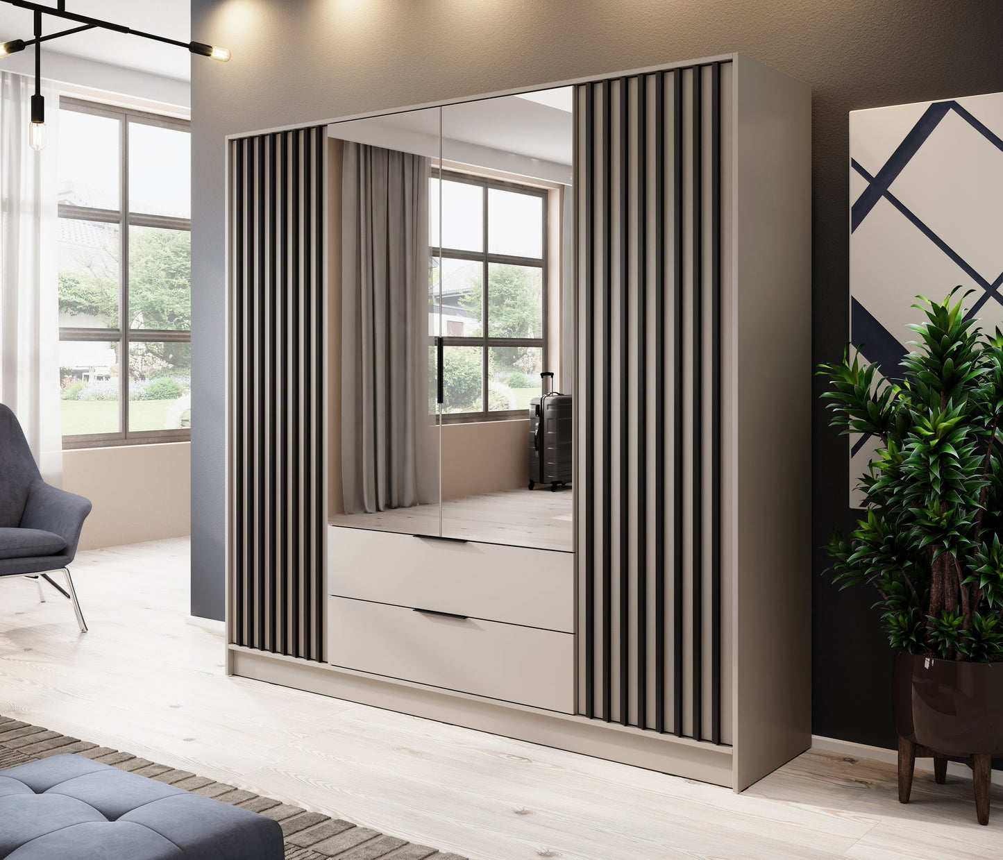 Nelly 4D Wardrobe with Mirror Cashmere