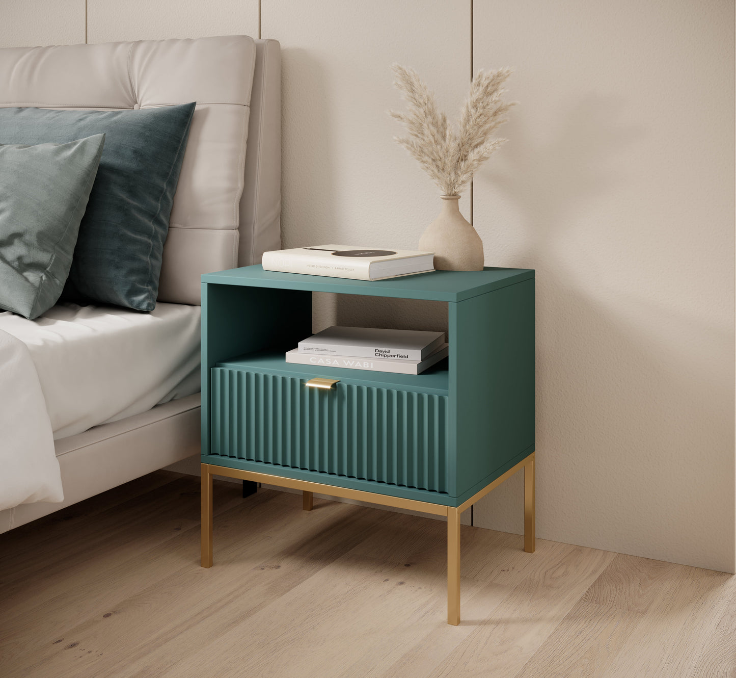 Nova Nightstand Labrador Green - Modern Elegance for Your Bedroom