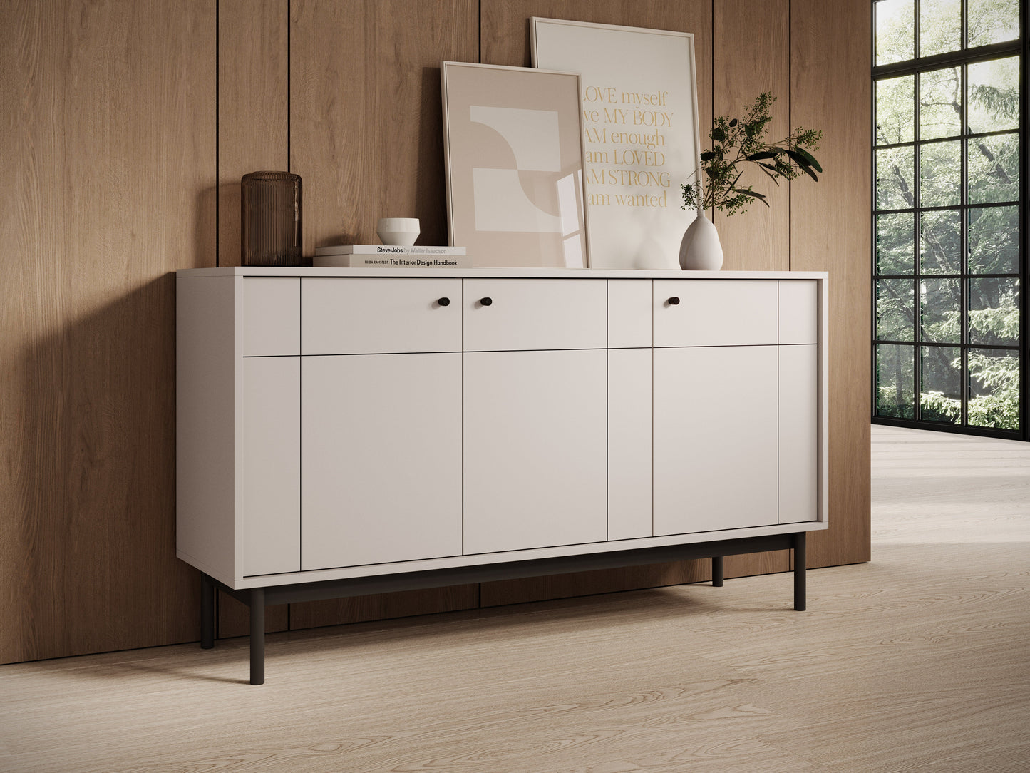 PI Japandi Three-Door K154 Sideboard in Cashmere