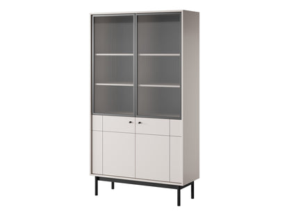 PI Japandi Bookcase with Glass Front WT104 in Cashmere