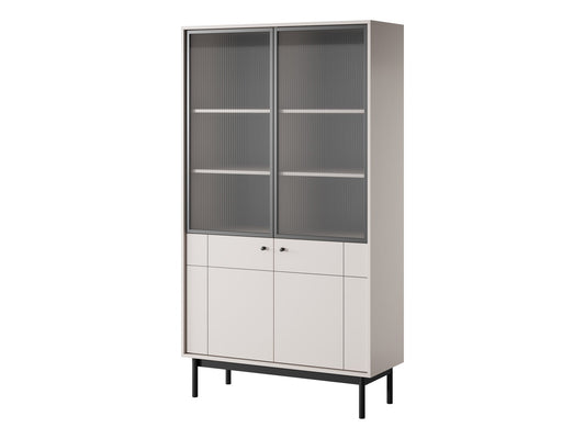 PI Japandi Bookcase with Glass Front WT104 in Cashmere