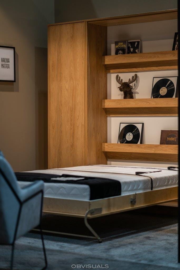 Customizable Murphy Bed Basic Vertical Furniture Set Sonoma Oak 90, 120, 140 x 200 cm