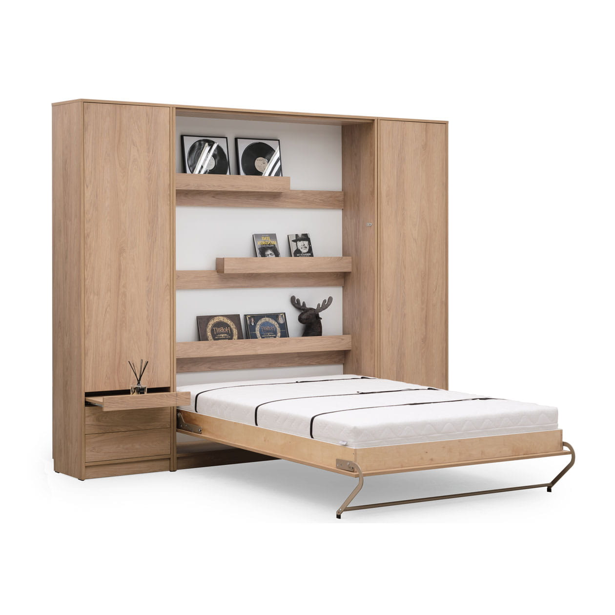 Customizable Murphy Bed Basic Vertical Furniture Set Sonoma Oak 90, 120, 140 x 200 cm