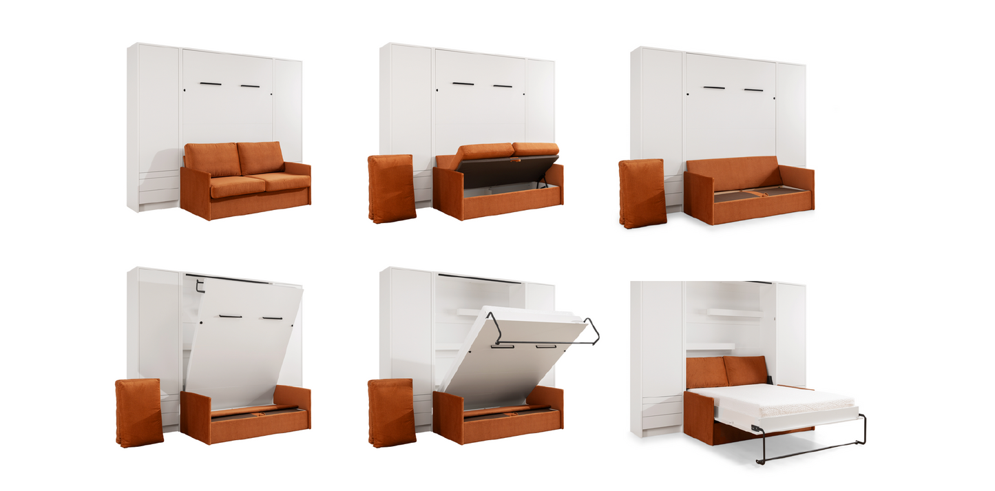 Genius Murphy Bed with Sofa Congo 140 x 200 cm, LED Lighting