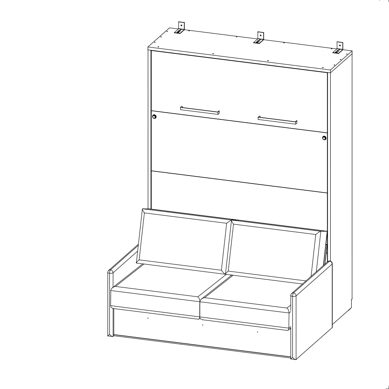 Customizable Genius Murphy Bed with Sofa Set 140 x 200 cm White Matt, LED Lighting