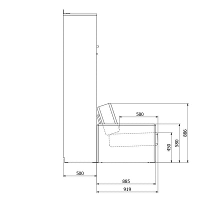 Customizable Genius Murphy Bed with Sofa Set 140 x 200 cm Black Lancelot Oak, LED Lighting