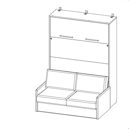 Genius Murphy Bed Congo 140 x 200 cm with Sofa ECO-LEATHER, Led Lighting