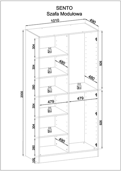 PI Sandbox Modular 2-Door Wardrobe – Antisol Black