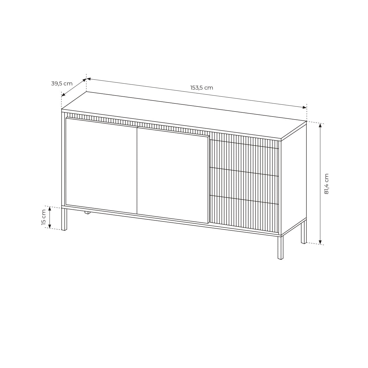 Lask Senso – Sideboard 153 cm Beige (2 Doors, 3 Drawers)