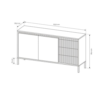Lask Senso – Sideboard 153 cm Beige (2 Doors, 3 Drawers)