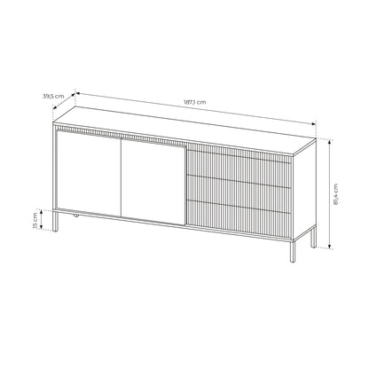 Lask Senso – Sideboard 187 cm Black (2 Doors, 3 Drawers)