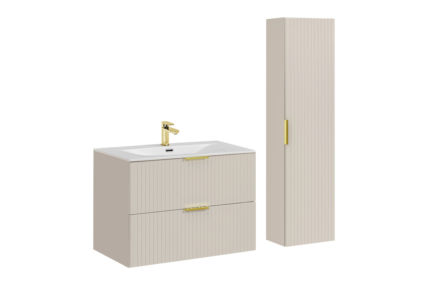 Adel Cashmere Bathroom Set with High Cabinet 80 cm Sky SSET-ADC