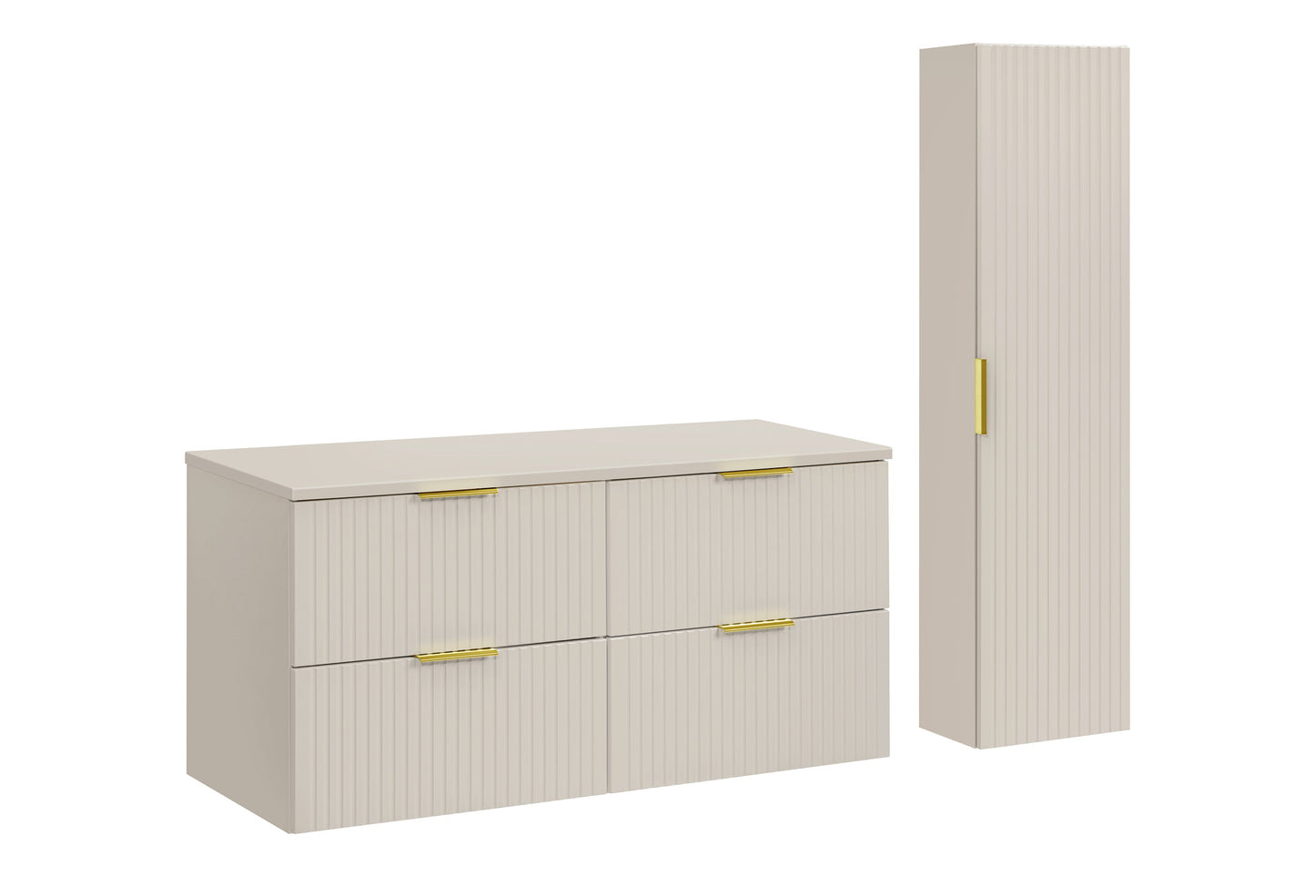 Adel Cashmere Gold Handle Bathroom with High Cabinet 120 cm SET-ADC B