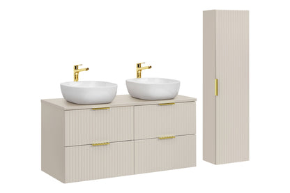 Adel Cashmere Gold Handle Bathroom with High Cabinet Smile 120 cm SET-ADC B