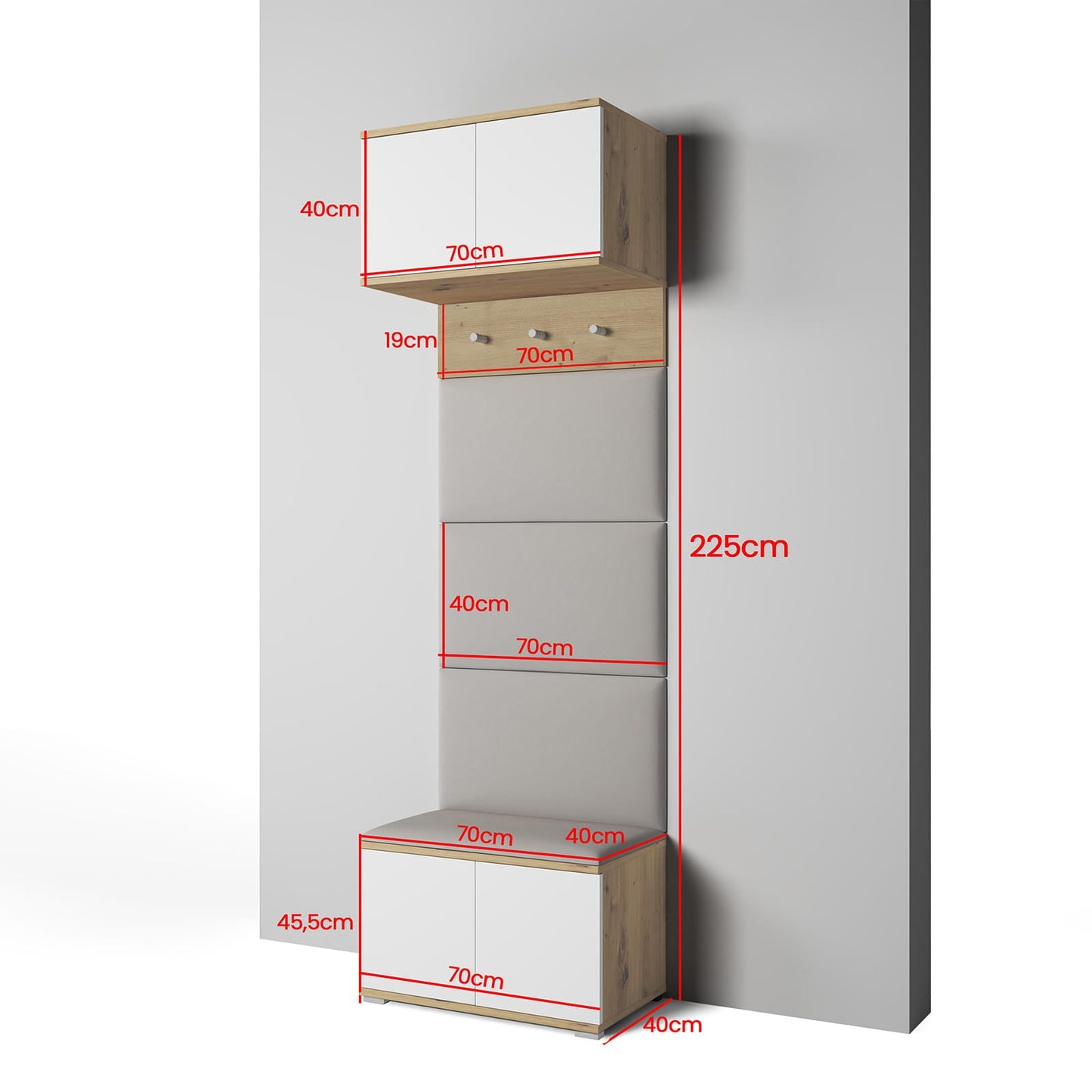 PK Sevilla 5 Hallway Wardrobe - Upholstered Panels in Various Colours