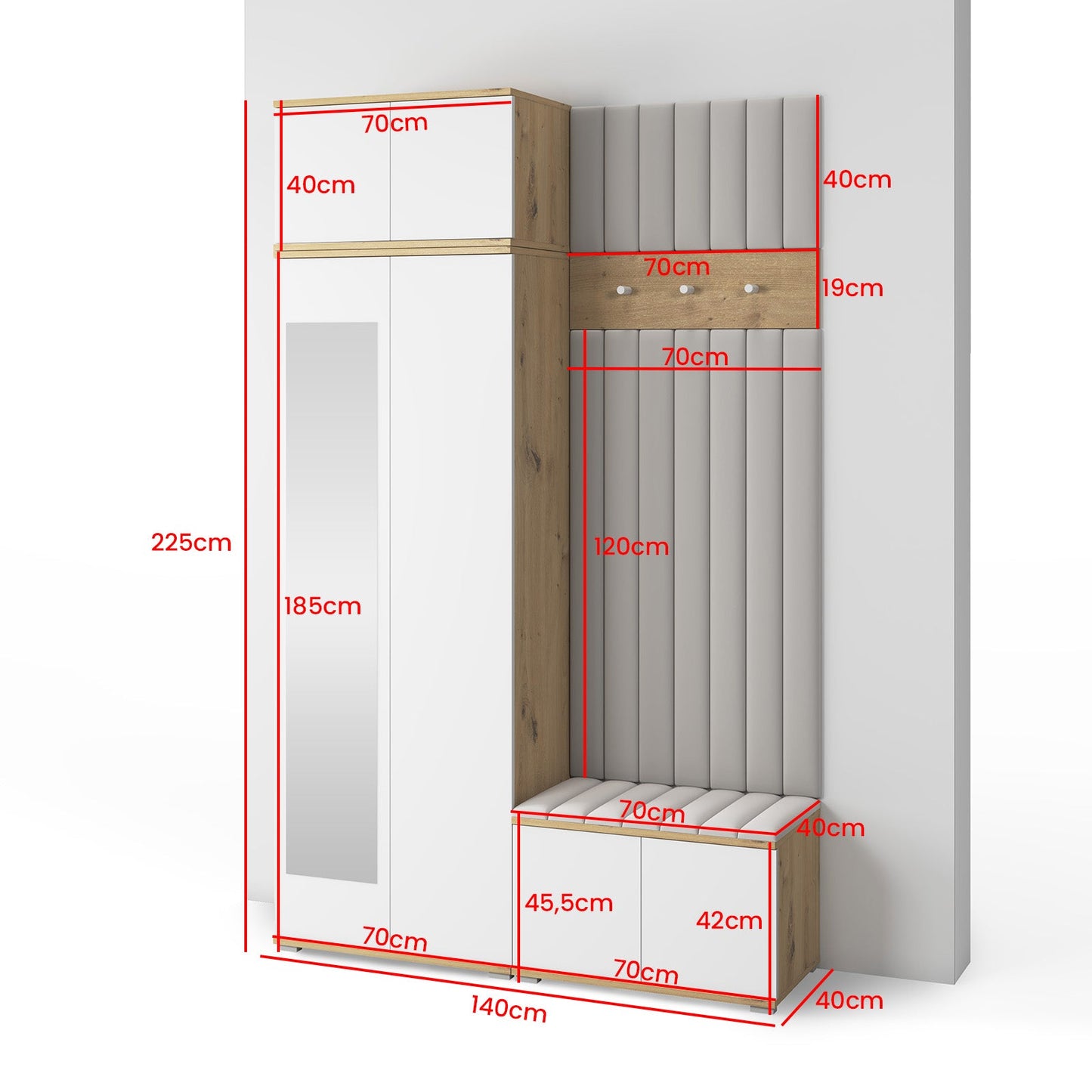 PK Sevilla 8 Hallway Wardrobe -Upholstered Panels in Various Colours