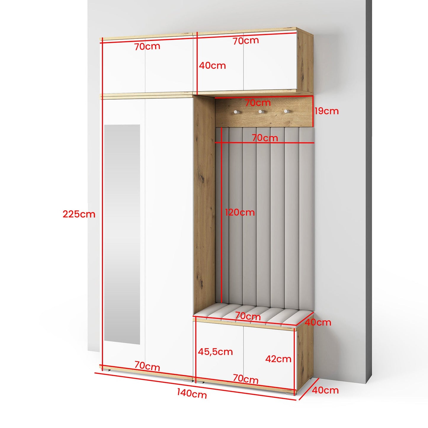 PK Sevilla 9 Hallway Wardrobe -Upholstered Panels in Various Colours