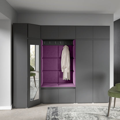 PK Emi 39 Hallway Wardrobe Graphite - Upholstered Panels in Various Colours