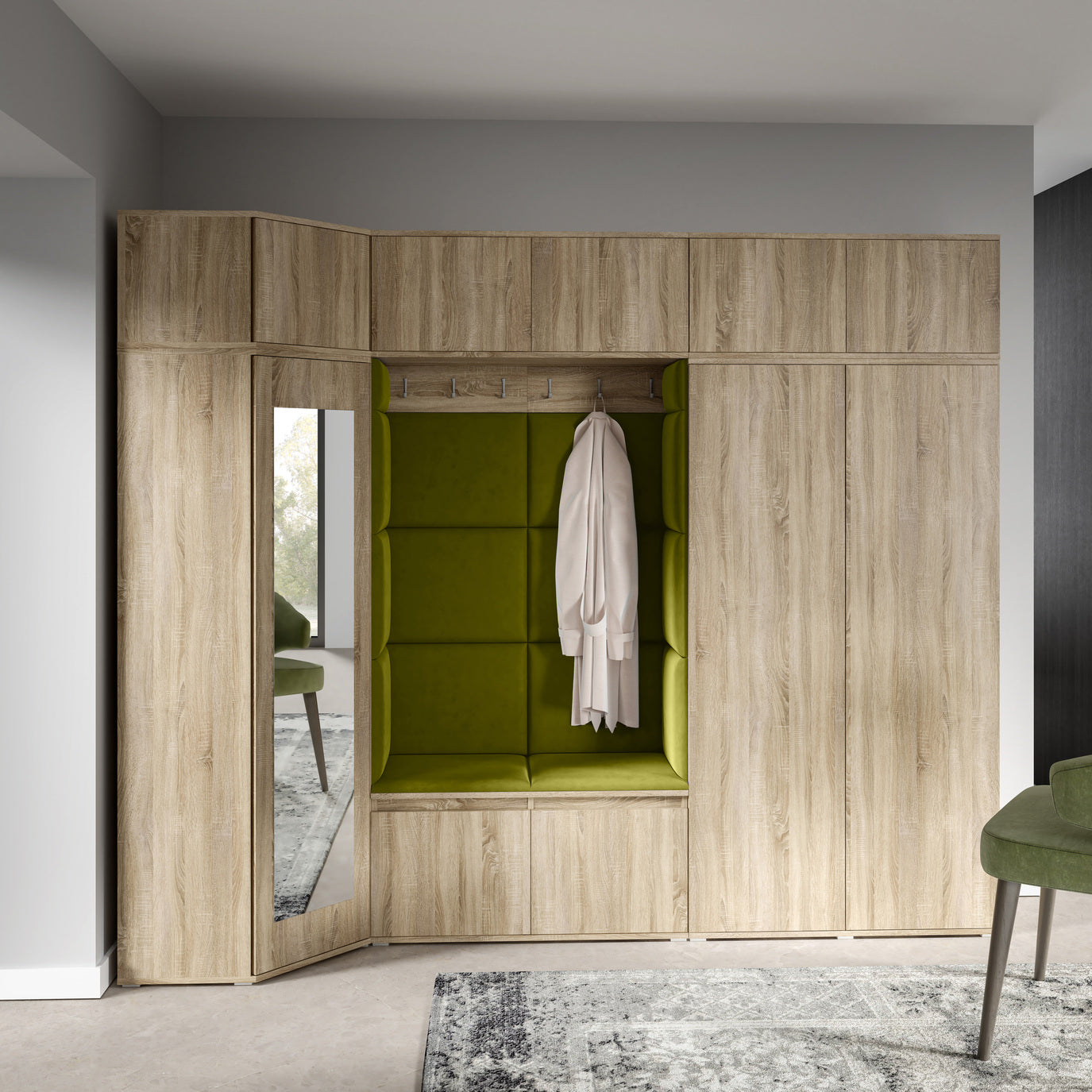 PK Emi 39 Hallway Wardrobe Sonoma Oak - Upholstered Panels in Various Colours