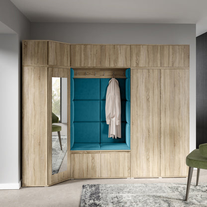 PK Emi 39 Hallway Wardrobe Sonoma Oak - Upholstered Panels in Various Colours