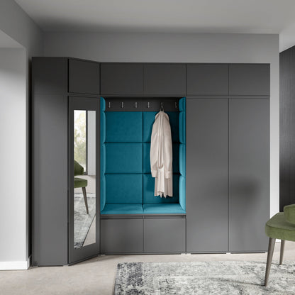 PK Emi 39 Hallway Wardrobe Graphite - Upholstered Panels in Various Colours