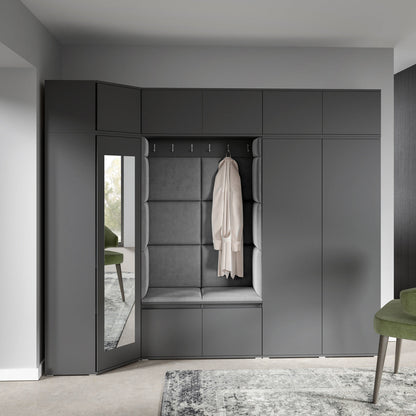 PK Emi 39 Hallway Wardrobe Graphite - Upholstered Panels in Various Colours