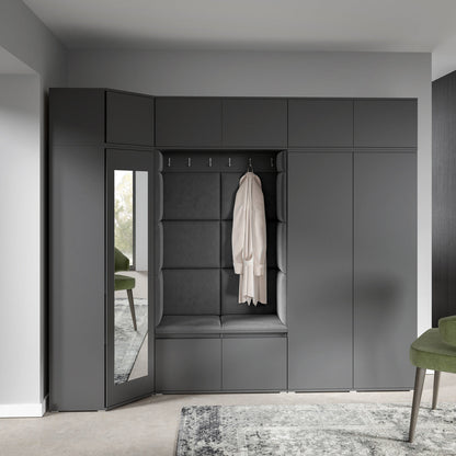 PK Emi 39 Hallway Wardrobe Graphite - Upholstered Panels in Various Colours
