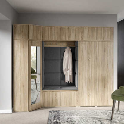 PK Emi 39 Hallway Wardrobe Sonoma Oak - Upholstered Panels in Various Colours