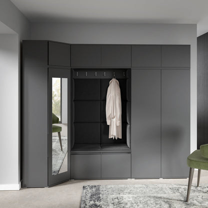 PK Emi 39 Hallway Wardrobe Graphite - Upholstered Panels in Various Colours