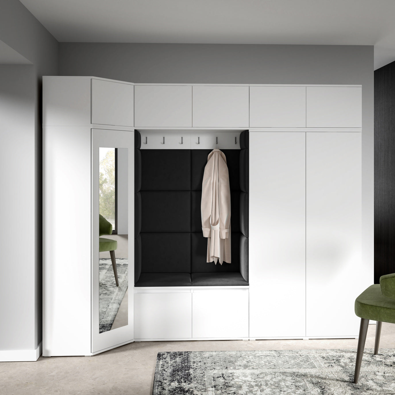 PK Emi 39 Hallway Wardrobe White - Upholstered Panels in Various Colours