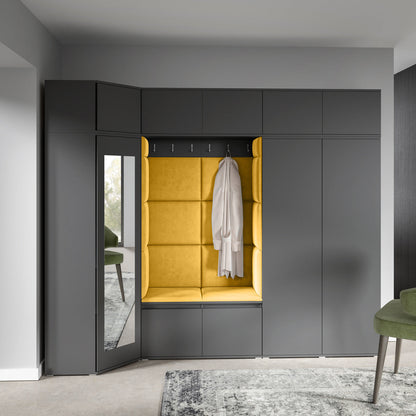 PK Emi 39 Hallway Wardrobe Graphite - Upholstered Panels in Various Colours
