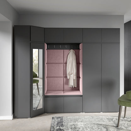 PK Emi 39 Hallway Wardrobe Graphite - Upholstered Panels in Various Colours