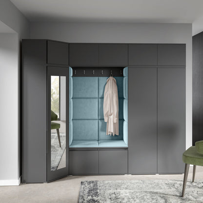 PK Emi 39 Hallway Wardrobe Graphite - Upholstered Panels in Various Colours