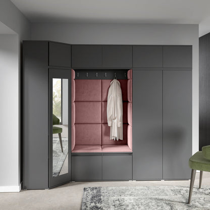 PK Emi 39 Hallway Wardrobe Graphite - Upholstered Panels in Various Colours