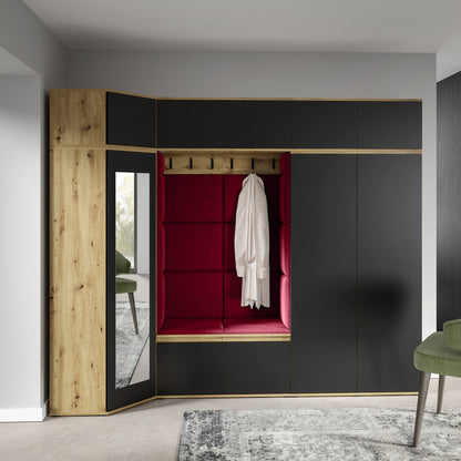 PK Emi 39 Hallway Wardrobe Artisan Oak / Black - Upholstered Panels in Various Colours