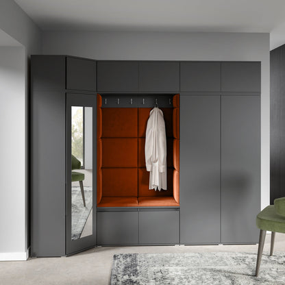PK Emi 39 Hallway Wardrobe Graphite - Upholstered Panels in Various Colours