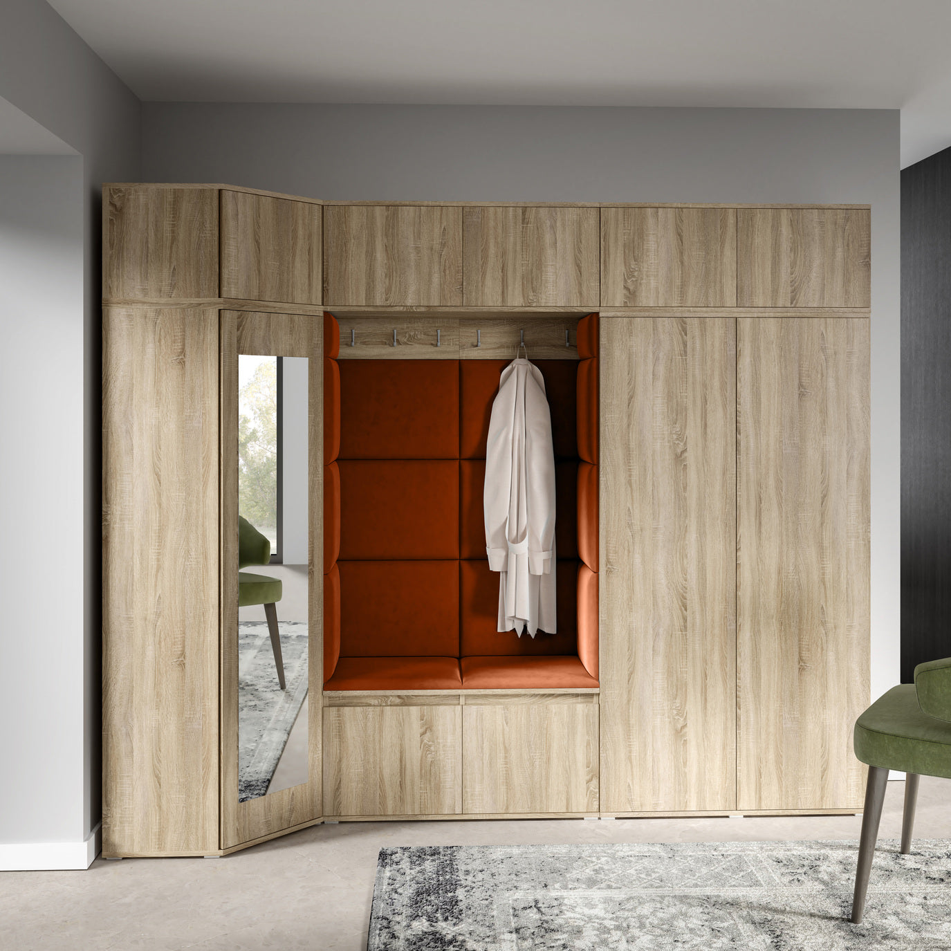 PK Emi 39 Hallway Wardrobe Sonoma Oak - Upholstered Panels in Various Colours