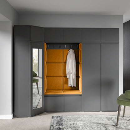 PK Emi 39 Hallway Wardrobe Graphite - Upholstered Panels in Various Colours