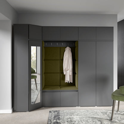 PK Emi 39 Hallway Wardrobe Graphite - Upholstered Panels in Various Colours